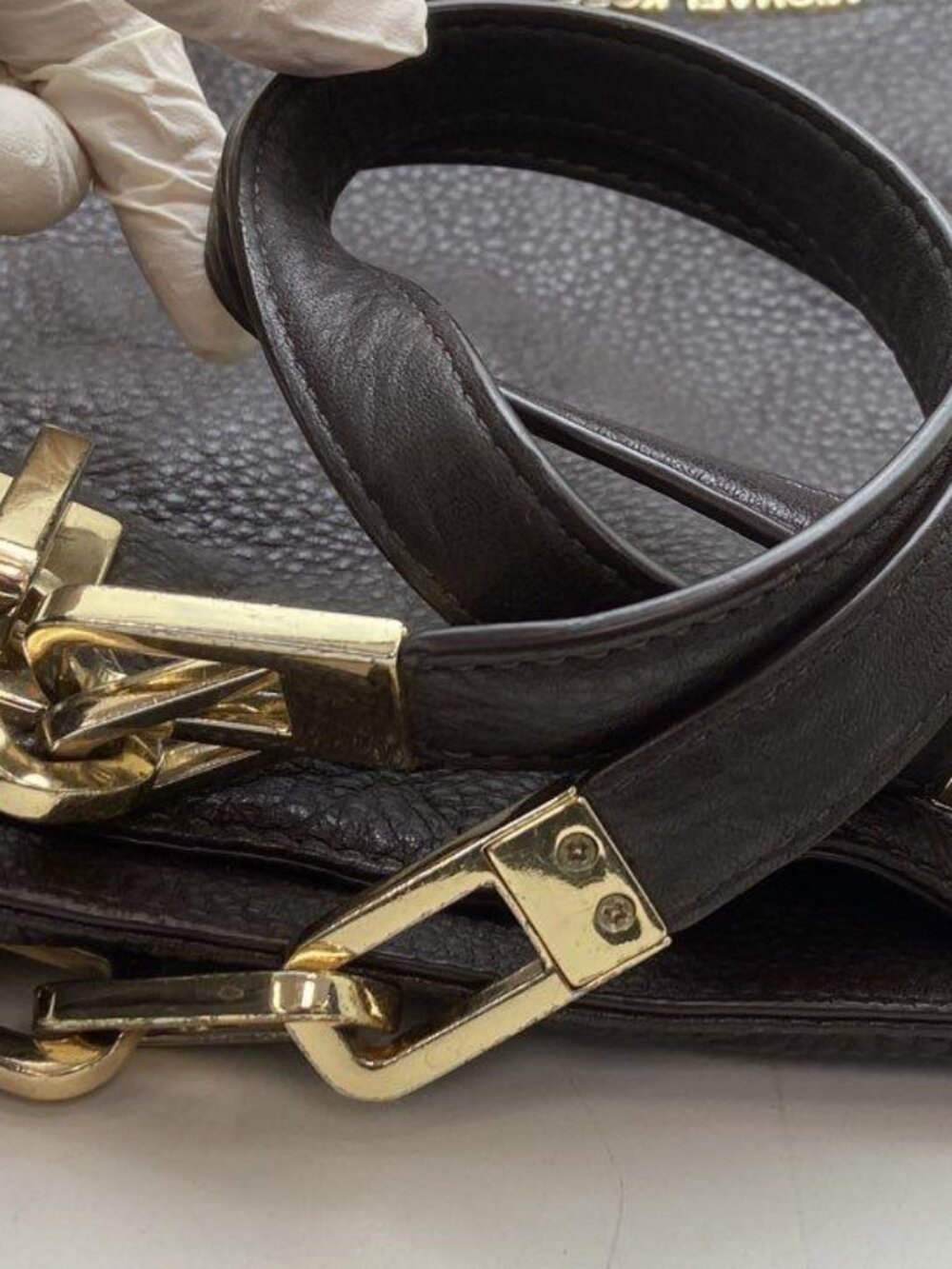 Michael Kors Women's Dark Brown Pebble Leather Brooke Tote Shoulder Bag - Picture 7 of 14